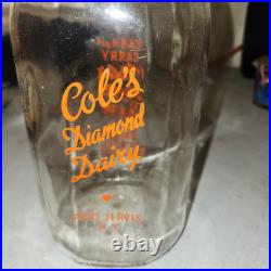 DIAMOND DAIRY COLE'S MILK GLASS BOTTLE PORT JERVIS NY Half Gallon Large