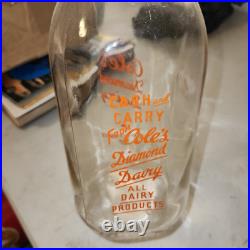 DIAMOND DAIRY COLE'S MILK GLASS BOTTLE PORT JERVIS NY Half Gallon Large