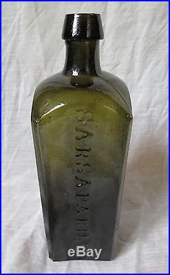 DR. TOWNSENDS SARSAPARILLA BOTTLE with PONTIL ALBANY NY OLIVE GREEN 1840's
