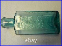 Dark Aqua Open Pontil Rolled Lip Gray's Liniment New-York NY Medicine Bottle