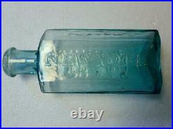 Dark Aqua Open Pontil Rolled Lip Gray's Liniment New-York NY Medicine Bottle