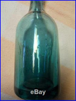 Dark Blue Aqua Iron Pontil RC&T New York Soda Bottle No Chips Cracks Sparkling