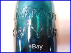Dark Green J & A Dearborn New York City NY Iron Pontil Squat Soda or Ale Bottle