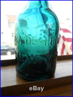 Dark Green J & A Dearborn New York City NY Iron Pontil Squat Soda or Ale Bottle