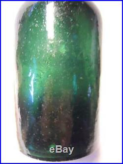 Dark Green Whittled Sparkling Hathorn Saratoga NY Mineral Spring Water Bottle