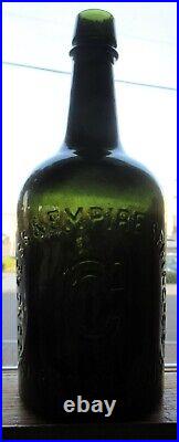 Dark Olive Green Quart Congress & Empire Saratoga NY Mineral Spring Water Bottle