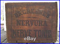Dr Greenes Nerve Tonic Wooden Advertising Box & Medicine Bottles Ny Boston Nh