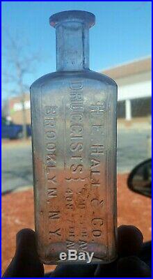 Druggist Brooklyn NY H E Hall Druggist Antique Medicine Bottle c1890