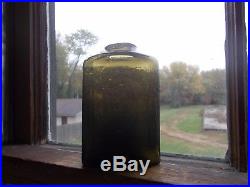 E. Roome Troy New York Early Pontiled Olive Green Snuff Bottle