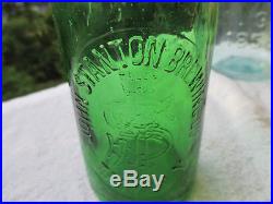 EMERALD GREEN! JOHN STANTON BREWING TROY NY 1880's / 90's Blob Top Beer Bottle