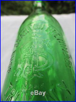 EMERALD GREEN! JOHN STANTON BREWING TROY NY 1880's / 90's Blob Top Beer Bottle