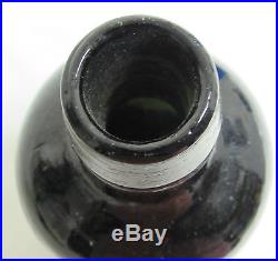 EX GARDNER 1840's -1850's CLARKE & Co NEW YORK black glass mineral water bottle