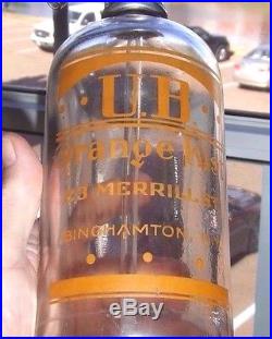 Extremely Rare Original Orange Kist Seltzer Bottle Binghamton, New York