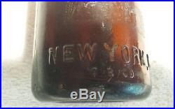 Early 1900's Straight Side Amber Coca-Cola Bottle New York NY Rare
