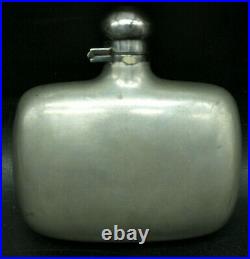 Early 1900s Nickel Silver Abercrombie & Fitch NY Hip Flask MADE IN ENGLAND (B2)