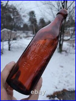 Early Amber Haffenreffer & Co Boylston Lager Beer Blob Top Karl Hutter NY