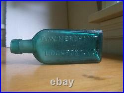 Early Hinge Mold Teal G. W. Merchant Lockport, Ny Applied Lip Medicine Bottle