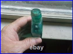 Early Hinge Mold Teal G. W. Merchant Lockport, Ny Applied Lip Medicine Bottle