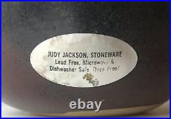 Early Judy Jackson Stoneware Bottle Vase With Lip Studio Pottery Label NY Artist