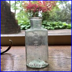 Early Open Pontiled Medicine Bottle Embossed Albany New York NY Ca 1850s Aqua