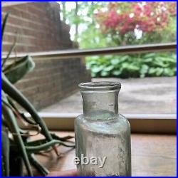 Early Open Pontiled Medicine Bottle Embossed Albany New York NY Ca 1850s Aqua