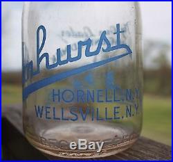 Elmhurst Dairy Milk Bottle Hornell & Wellsville NY Pyroglaze