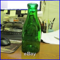 Emerald Green TREQ Milk Bottle Brighton Place Dairy Rochester, N. Y. REED RARE