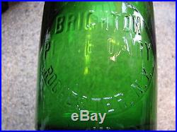 Emerald Green TREQ Milk Bottle Brighton Place Dairy Rochester, N. Y. REED RARE
