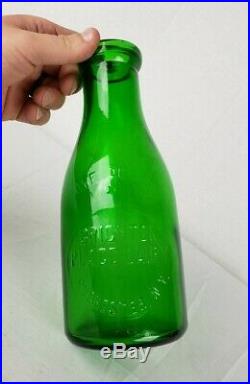 Emerald Green Treq Milk Bottle Brighton Place Dairy Rochester NY Reed