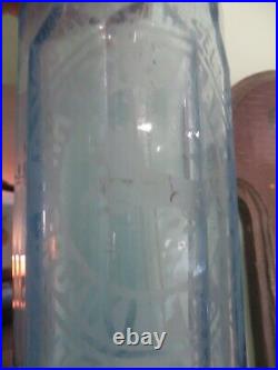 Etched Harry Chattz Brooklyn Ny 26 Oz Blue Soda Water Bottle Matching Dispenser