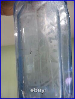 Etched Harry Chattz Brooklyn Ny 26 Oz Blue Soda Water Bottle Matching Dispenser