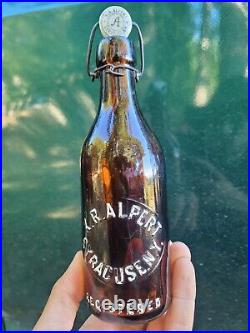 Excellent 1880s K. R. Alpert Syracuse, New York Blob Top Beer Bottle W Marked Top