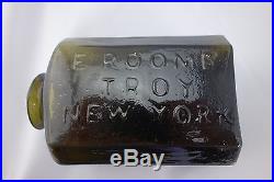 Excellent E. ROOME, TROY, NEW YORK Open Pontil Snuff Rare Embossed Snuff