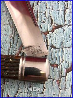 Excellent Plus 1920s New York Knife Company Jigged Bone Locking Coke Bottle
