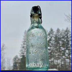 Excelsior Bottling Works Elmira NY Aqua Pony Soda Mineral Water Bottle