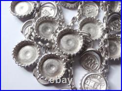 Extremely Rare Large DKNY Donna Karan New York Silver Tone Bottle Cap Necklace