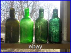 FOREST GREEN EXCELSIOR SPRING SARATOGA NY APPLIED LIP 1870s PINT MINERAL WATER