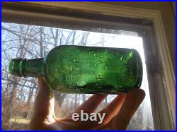 FOREST GREEN EXCELSIOR SPRING SARATOGA NY APPLIED LIP 1870s PINT MINERAL WATER