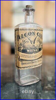 Falcon Club Whiskey Bryan's Drug House Label Bottle Rochester NY Pre Pro Flask