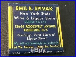 Feature Unused Matchbook Spivaks Liquor Store Flushing NY Amity Club Bottles