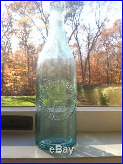 Fred Hower Brewery New York Blob Top Aqua Bottle Late 1800's Rare