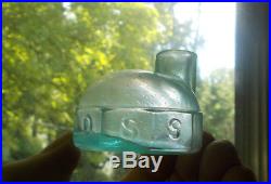 G. A. MOSS RARE 1880s TURTLE IGLOO DOMED INK BOTTLE NEW YORK INKWELL