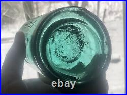G W MERCHANT LOCKPORT NY cylinder With Deep Iron Pontil Green Teal