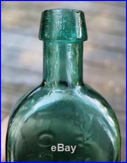 G. W. Merchant Lockport NY Antique Medicine Bottle Teal Rare Variant 3 Periods