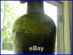 G. W. Weston Saratoga, N. Y 1860 Blackglass Olive Green 3 Pc Mold Mineral Water