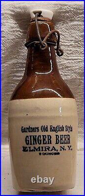 GARDNER'S OLD ENGLISH STYLE GINGER BEER ELMIRA NEW YORK STONEWARE w STOPPER