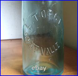 GREAT VALLEY NY L. TORGE RARE 1880s BLOB TOP BEER BOTTLE WITH BAIL STOPPER NICE