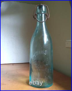 GREAT VALLEY NY L. TORGE RARE 1880s BLOB TOP BEER BOTTLE WITH BAIL STOPPER NICE