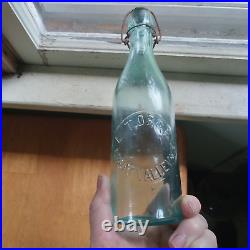 GREAT VALLEY NY L. TORGE RARE 1880s BLOB TOP BEER BOTTLE WITH BAIL STOPPER NICE