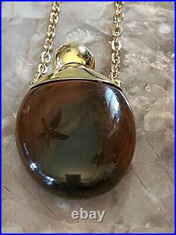 Givenchy New York 1977 Perfume Bottle Necklace Lucite Brown Tortoise Design 28